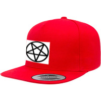 Black Pentagram On A White Background 5 Panel Snapback Cap | Artistshot