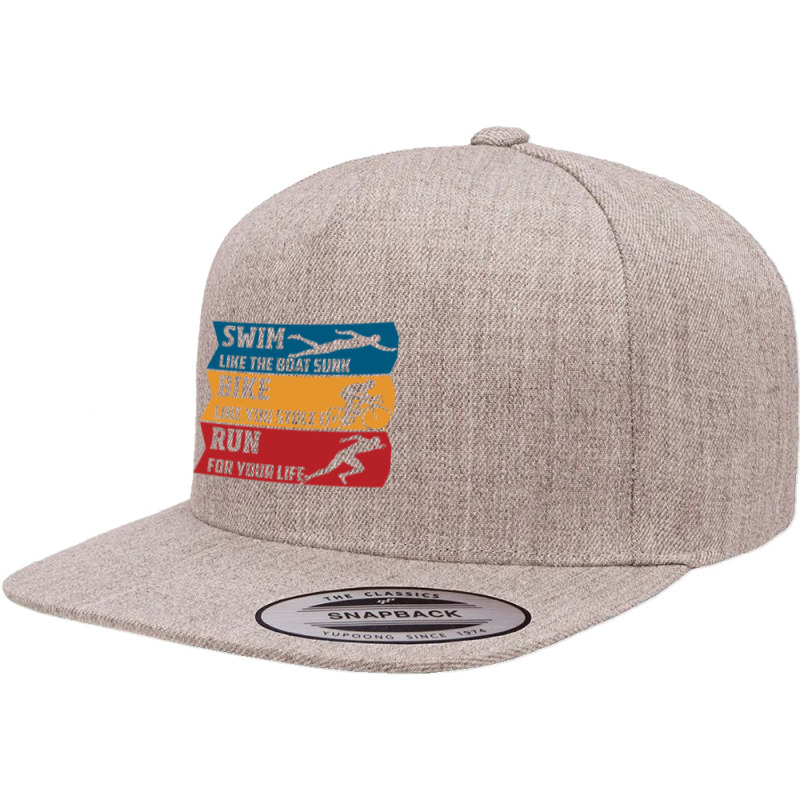 Swim   Run   Bike 5 panel snapback cap by YAMARIMULERO | Artistshot