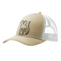 Cute Christmas Cat Says Happy Holidays Line Drawing Pa Trucker Cap | Artistshot