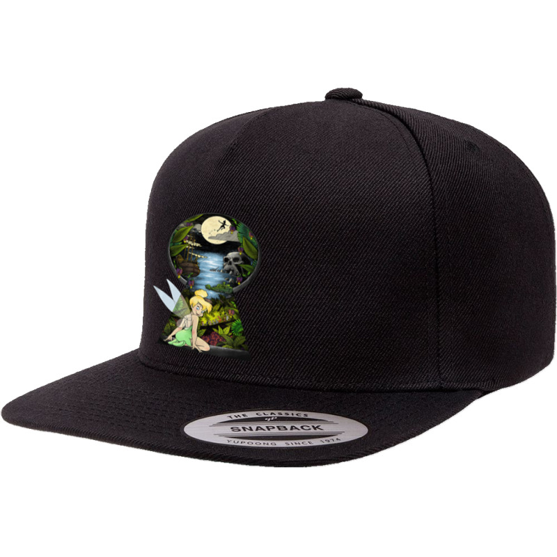 Peter Pan Tinkerbell Keyhole Graphic 5 panel snapback cap by althubich | Artistshot