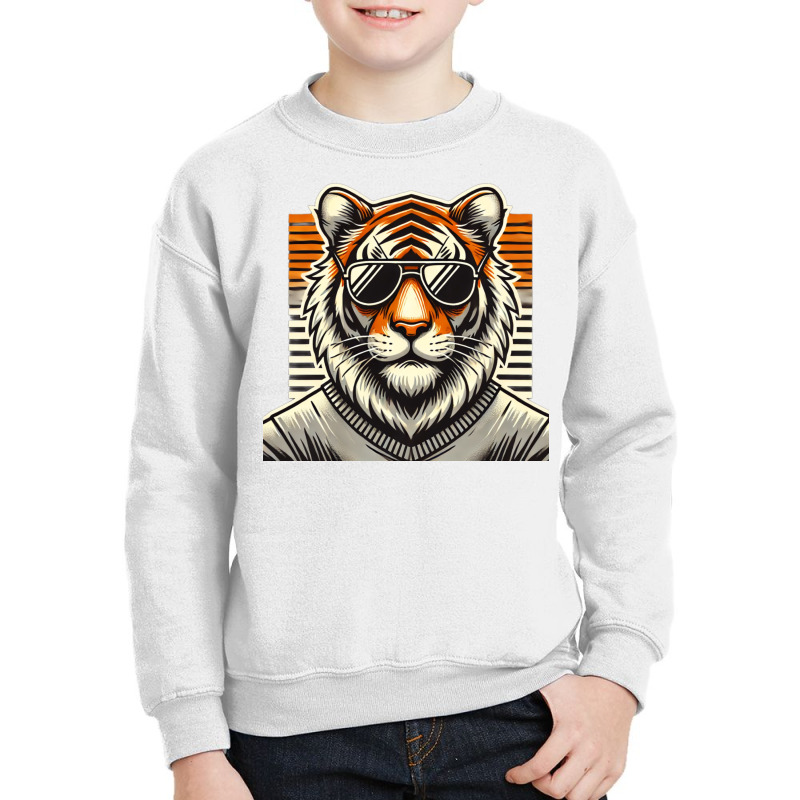 Wild Tiger Wearing Glasses Youth Sweatshirt by Shop now | Artistshot