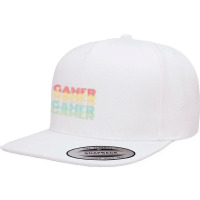 Gamer Retro Vintage 8bit Arcade Gaming 5 Panel Snapback Cap | Artistshot