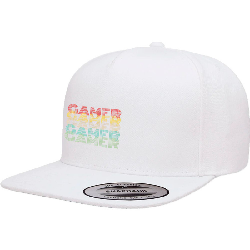 Gamer Retro Vintage 8bit Arcade Gaming 5 panel snapback cap by ChandraGay | Artistshot