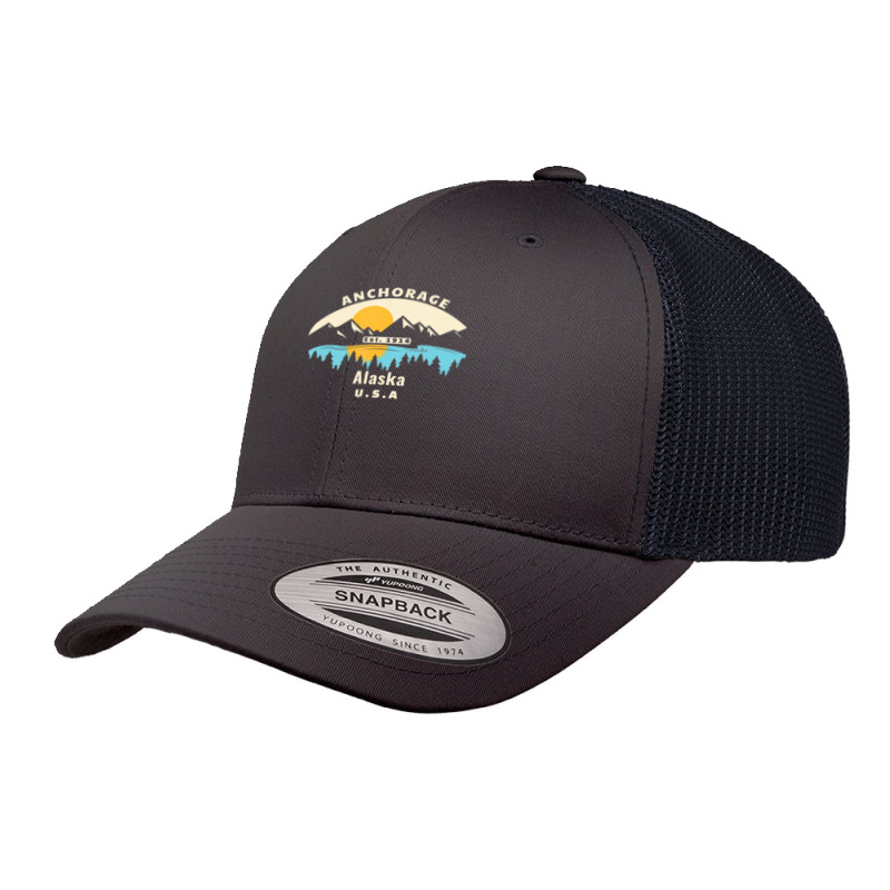 Anchorage Alaska Souvenir Mountain Sunset River Retro Trucker Cap by Min06 | Artistshot