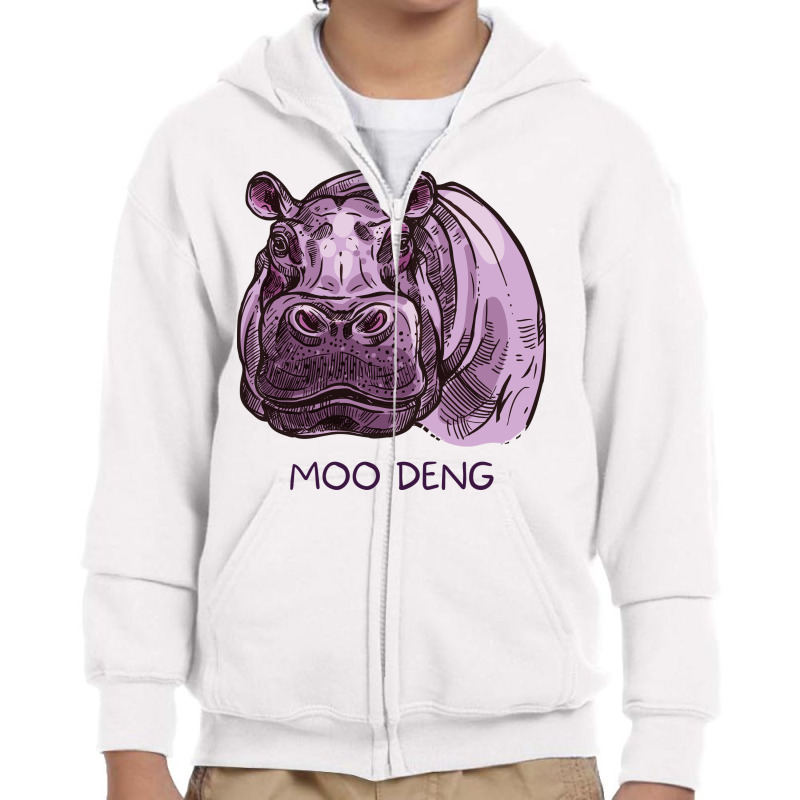 Baby Hippo Moo Deng Youth Zipper Hoodie by Faguo | Artistshot