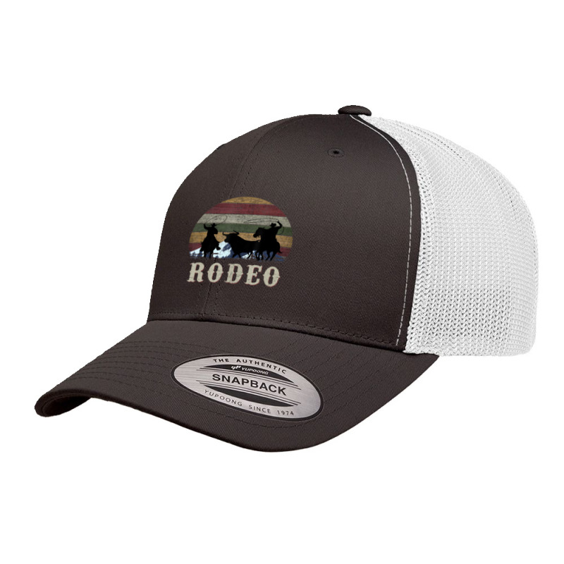 Bucking Rodeo Cowboy Team Roping Horse Riding Retro Retro Trucker Cap by bummercaught | Artistshot