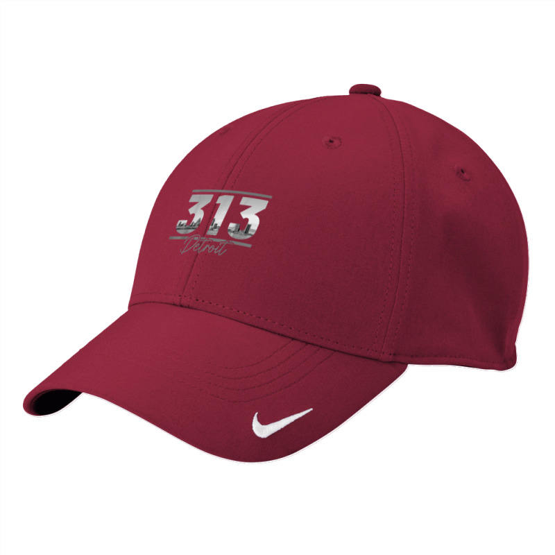 Detroit 313 Area Code Skyline Michigan Vintage T Shirt Nike Dri-FIT Cap by nejnda | Artistshot