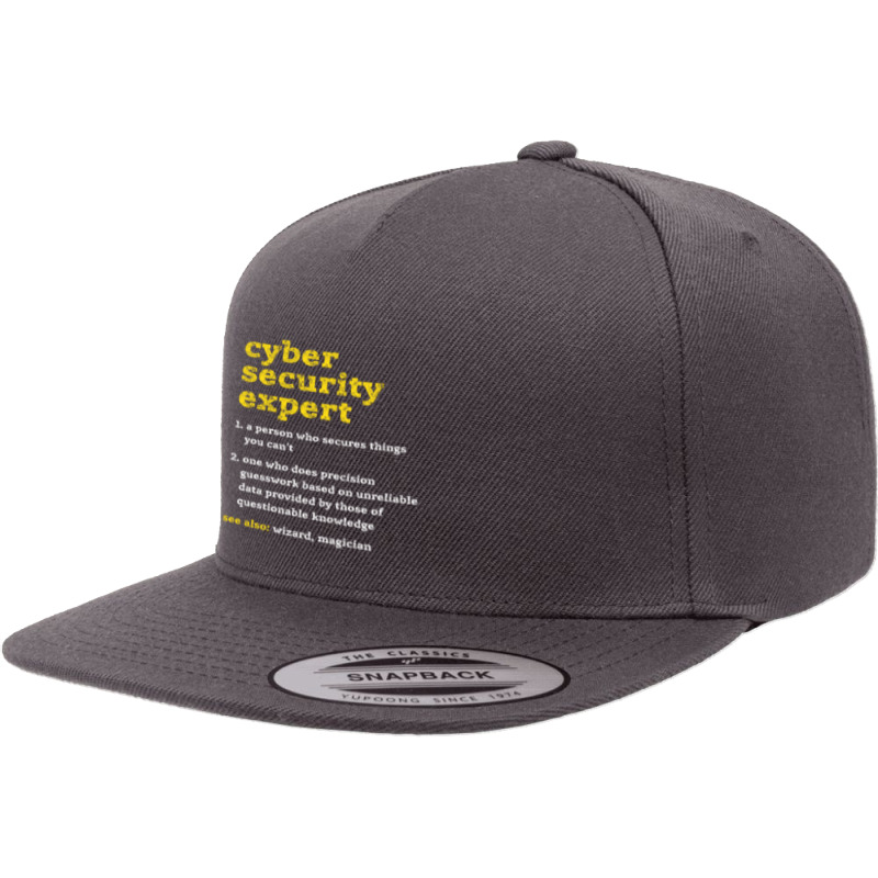 Cyber Security Expert Definition Distressed Computer Geek 5 panel snapback cap by behindcedar22 | Artistshot