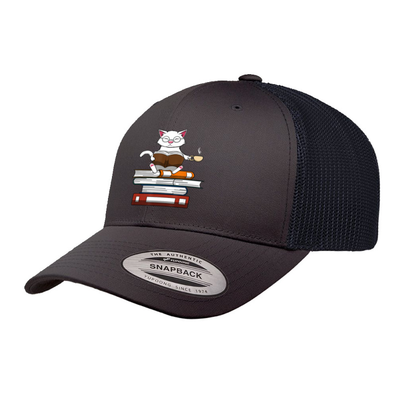 Limited Edition Cat Kitty Reading Books Coffee Retro Trucker Cap by bummercaught | Artistshot