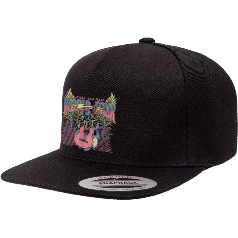 Rock & Roll Free Spirit World Tour Guitar Fire Wings Thunder T Shirt 5 panel snapback cap by klaasmis | Artistshot