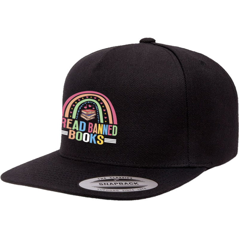 Retro Read Banned Books Rainbow Book Reading Nerd Long Sleeve T Shirt 5 panel snapback cap by cm-arts | Artistshot