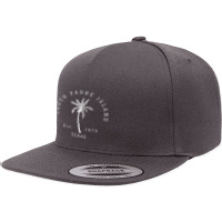 Retro Cool South Padre Island Texas Beach Palm Tree Novelty Long Sleev 5 Panel Snapback Cap | Artistshot