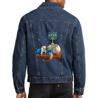 Sleeping Sloth Menorah Hanukkah Chanukah Animal Jewish Men Denim Jacket | Artistshot