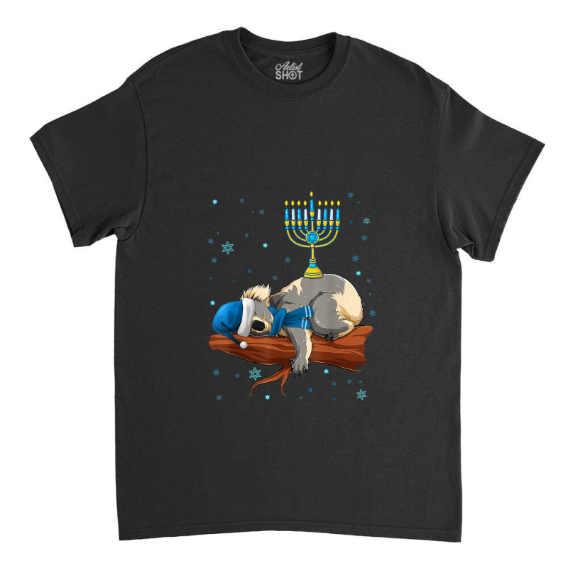 Sleeping Sloth Menorah Hanukkah Chanukah Animal Jewish Classic T-shirt | Artistshot