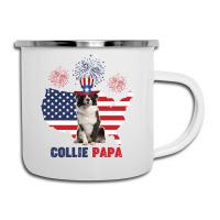 Collie Papa American Flag 4th Of July Camper Cup | Artistshot