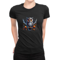 Halloween With A Handsome Owl Ladies Fitted T-shirt | Artistshot