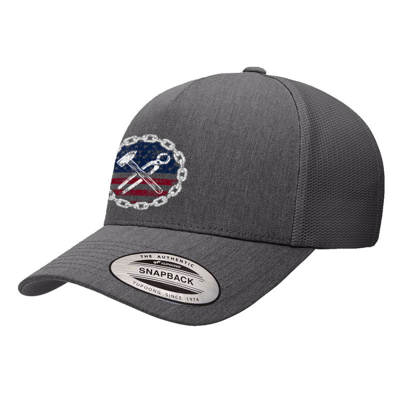 American Flag Ironworker And Tools Yupoong Trucker Cap by greggjvandervor | Artistshot