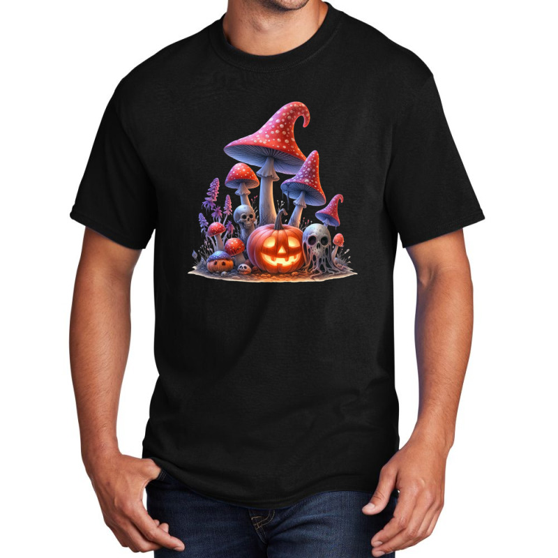 Mushroom Halloween Pumpkin Basic T-shirt by risedesignid | Artistshot