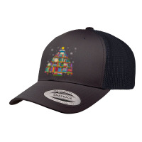 Book Christmas Tree Xmas Lights Library Book Librarian T Shirt Retro Trucker Cap | Artistshot