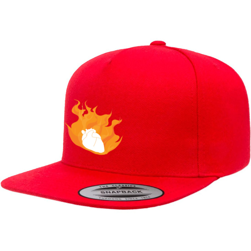 Heart On Fire 5 panel snapback cap by JOHNCOLLIER | Artistshot