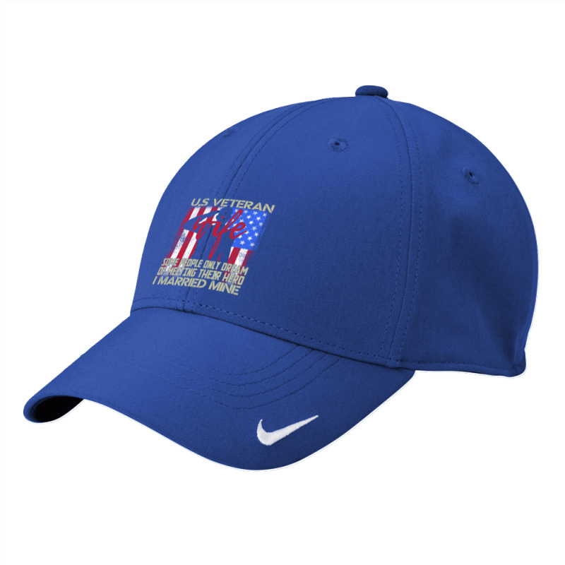 Us Veteran Wife I Married Mine American Flag Nike Dri-FIT Cap by degreesgunner | Artistshot