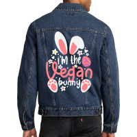 Vegan Design T  Shirt Bunny Ears I'm The Vegan Bunny Matching Easter V Men Denim Jacket | Artistshot