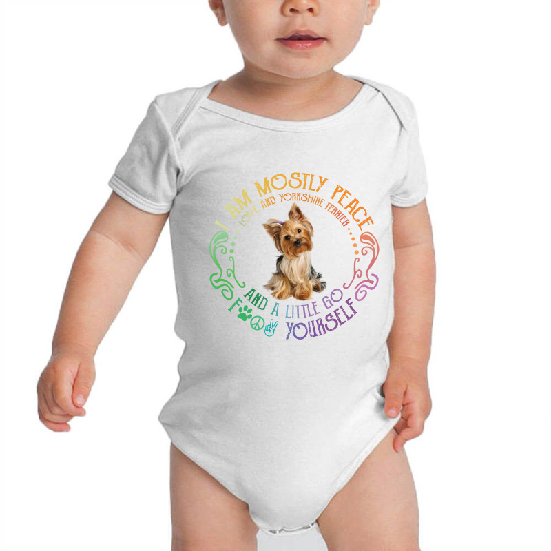 I Am Mostly Peace Love And Yorkshire Terrier Baby Bodysuit by vip.pro123 | Artistshot