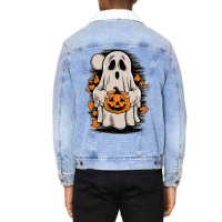 Ghost With Pumpkin, Halloween Unisex Sherpa-lined Denim Jacket | Artistshot