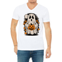 Ghost With Pumpkin, Halloween V-neck Tee | Artistshot