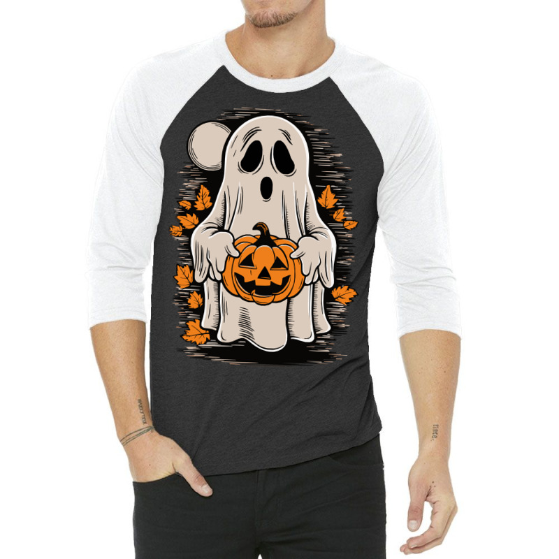 Ghost With Pumpkin, Halloween 3/4 Sleeve Shirt by yashsap | Artistshot