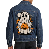 Ghost With Pumpkin, Halloween Men Denim Jacket | Artistshot