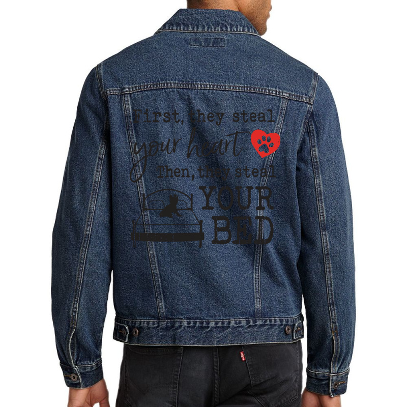 Yorkshire Terrier First They Steal Your Heart Then They Steal Your Bed Men Denim Jacket by vip.pro123 | Artistshot