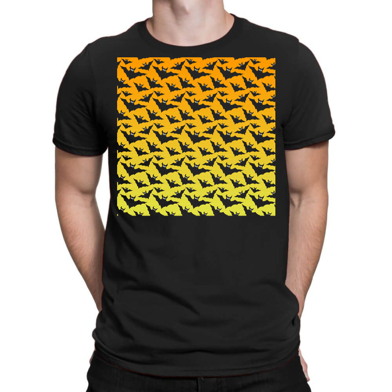 Scary Cute T  Shirt Orange Yellow Black Bats Halloween Pattern T  Shir T-shirt | Artistshot