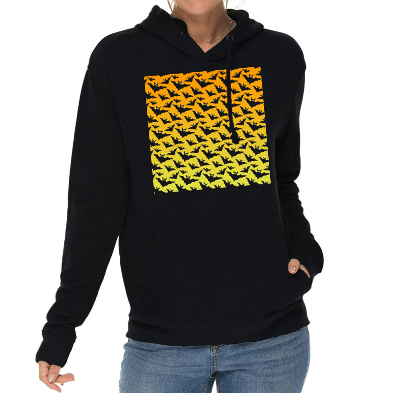 Scary Cute T  Shirt Orange Yellow Black Bats Halloween Pattern T  Shir Lightweight Hoodie | Artistshot