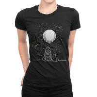 Full Moon Cat Stargazing Cool Lunar Sphere Stargazer Gift T Shirt Ladies Fitted T-shirt | Artistshot