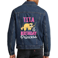 Tita Of The Birthday Princess Sloth Bday Party Celebration Men Denim Jacket | Artistshot