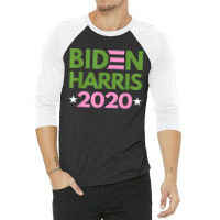 Biden Harris 2020 Pink Green Democrat 3/4 Sleeve Shirt | Artistshot