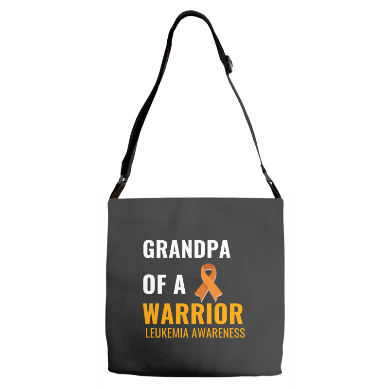 Grandpa Of A Warrior Leukemia Awareness White Adjustable Strap Totes | Artistshot