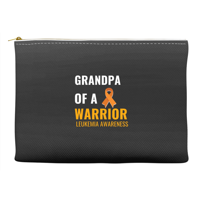 Grandpa Of A Warrior Leukemia Awareness White Accessory Pouches | Artistshot