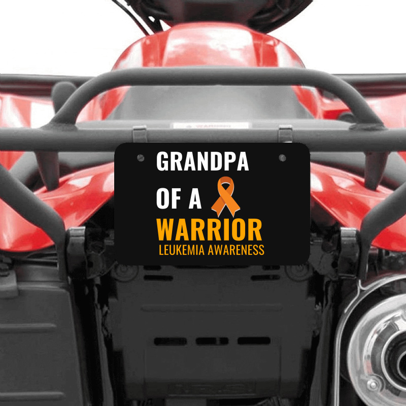 Grandpa Of A Warrior Leukemia Awareness White Atv License Plate | Artistshot