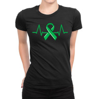 Kidney Donor Heartbeat Tee Organ Green Ribbon Awareness T Shirt Ladies Fitted T-shirt | Artistshot