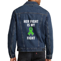 Her Fight Is My Fight Liver Cancer Awareness White Men Denim Jacket | Artistshot