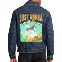 Alaskan Malamute T  Shirt Dog Owner, Just Wanna Pet My Alaskan Malamut Men Denim Jacket | Artistshot