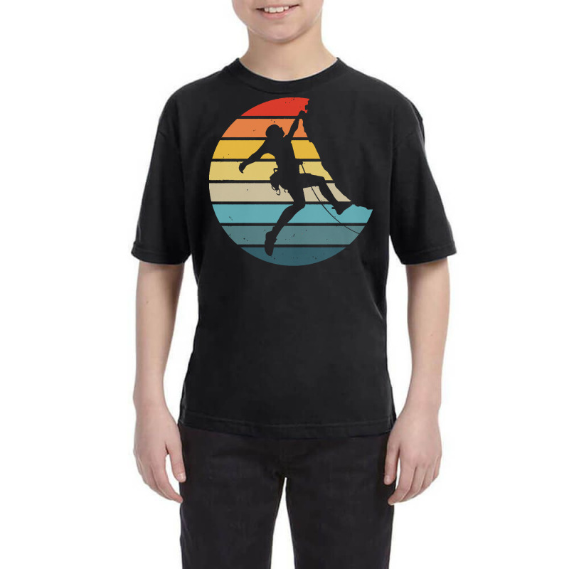 Bouldering T  Shirt Bouldering Silhouette On A Distressed Retro Sunset Youth Tee | Artistshot