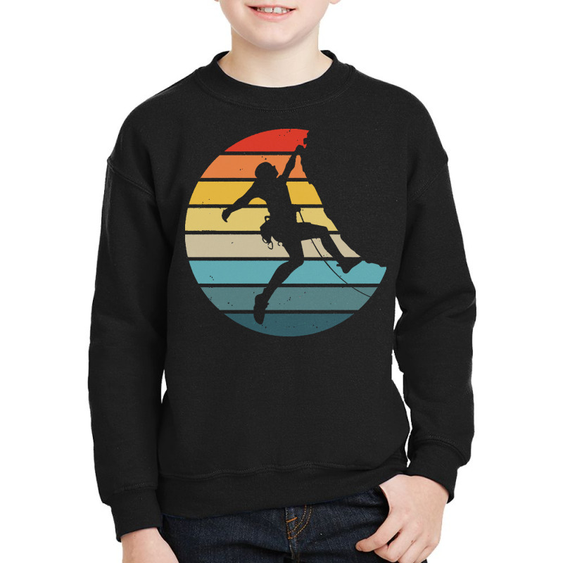 Bouldering T  Shirt Bouldering Silhouette On A Distressed Retro Sunset Youth Sweatshirt | Artistshot