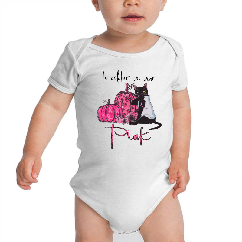 Breast Cancer In October We Wear Pink Cat Baby Bodysuit by hoainv | Artistshot