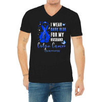 I Wear Dark Blue For My Husband T  Shirt I Wear Dark Blue For My Husba V-neck Tee | Artistshot