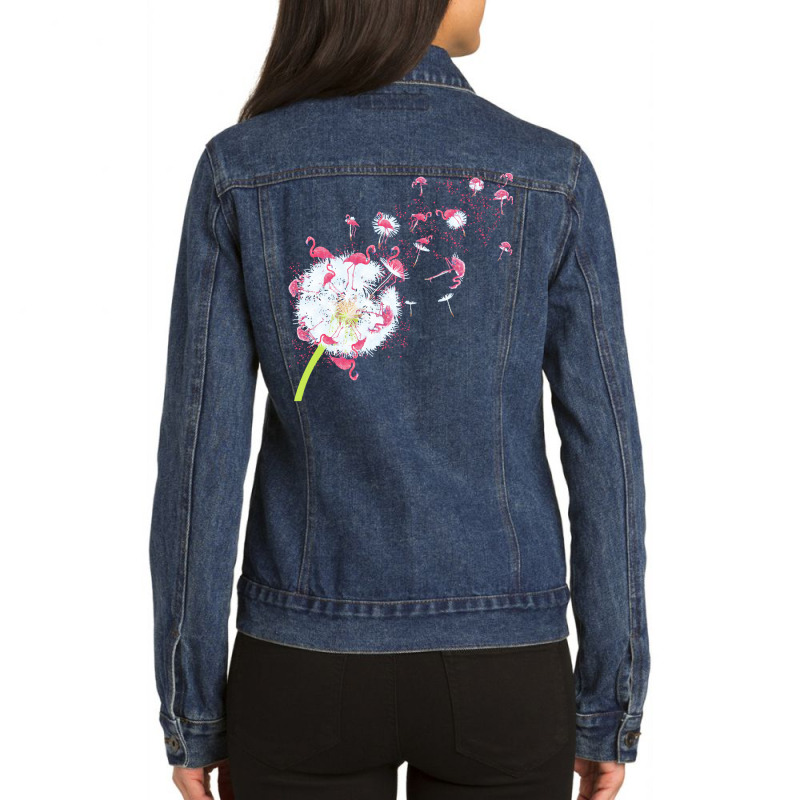 Dandelion T  Shirt Dandelion Flamingo Cute Flamingos T  Shirt Ladies Denim Jacket by myrtie71155 | Artistshot