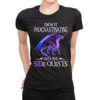 Dragon Not Procrastinating Side Quests Shirt Dragons Lovers T Shirt Ladies Fitted T-shirt | Artistshot