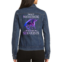 Dragon Not Procrastinating Side Quests Shirt Dragons Lovers T Shirt Ladies Denim Jacket | Artistshot